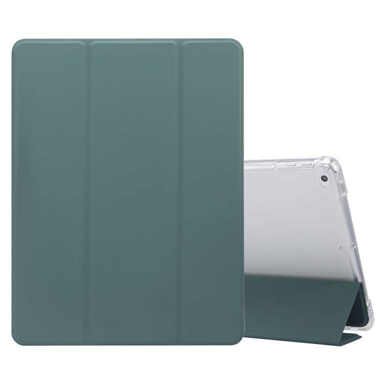For iPad 9.7(2018)/(2017)/Air 2/Air 3-folding Electric Pressed Skin Texture Horiz ... (Deep Green)