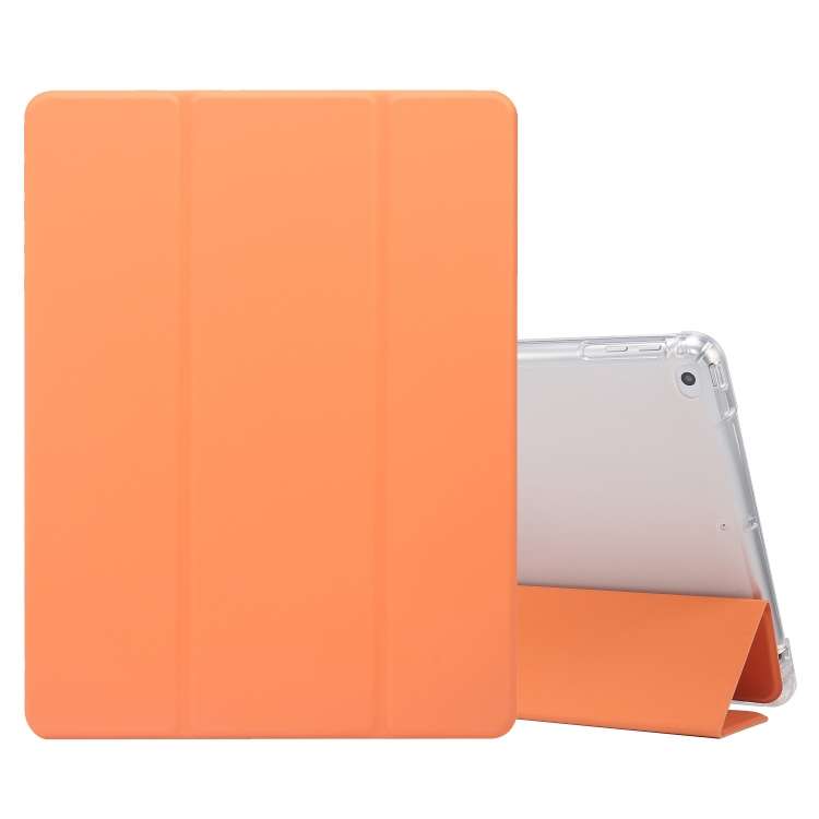 For iPad 9.7(2018)/(2017)/Air 2/Air 3-folding Electric Pressed Skin Texture Horizonta ... (Orange)