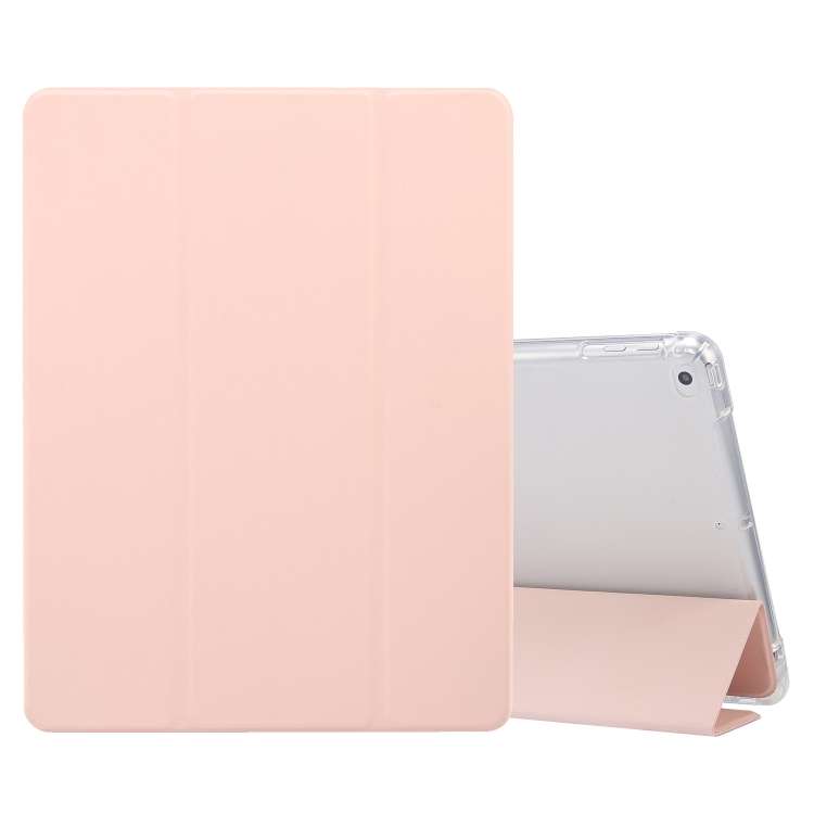 For iPad 9.7(2018)/(2017)/Air 2/Air 3-folding Electric Pressed Skin Texture Horiz ... (Light Pink)