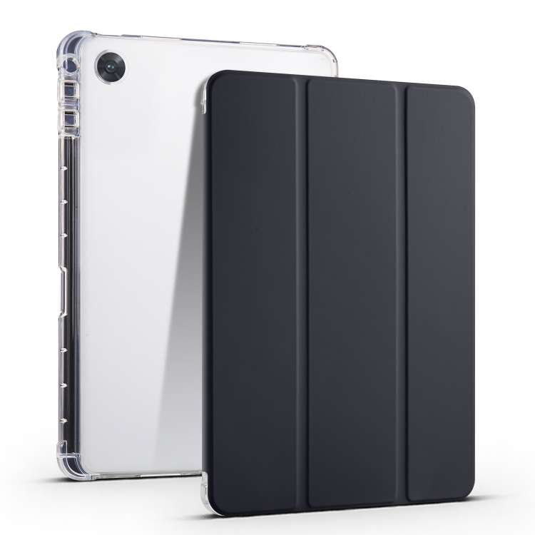 For OPPO Pad Air 10.36 2022 3-folding Transparent TPU Smart Leather Tablet Case with P ... (Black)