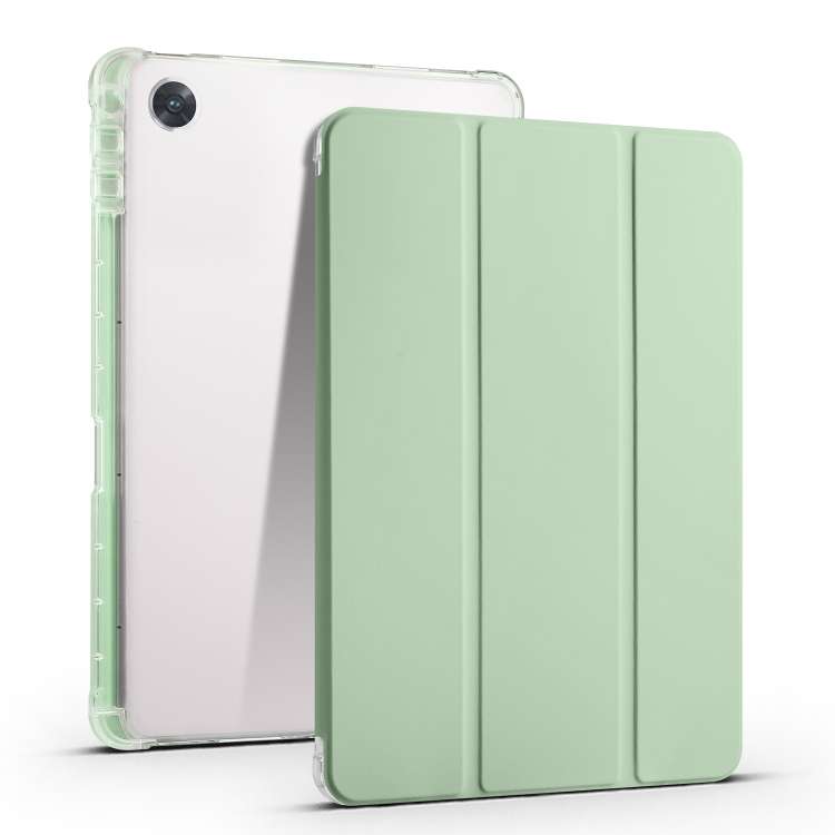 For OPPO Pad Air 10.36 2022 3-folding Transparent TPU Smart Leather Tablet Case ... (Matcha Green)