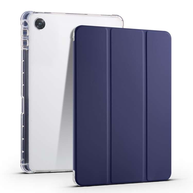 For OPPO Pad Air 10.36 2022 3-folding Transparent TPU Smart Leather Tablet Case wi ... (Dark Blue)