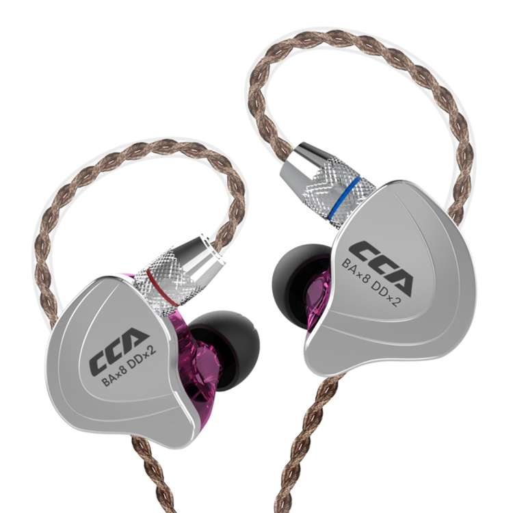 CCA CCA-C10 3.5mm Gold Plated Plug Ten Unit Hybrid Wire-controlled In-ear Ea ... (Streamer Purple)