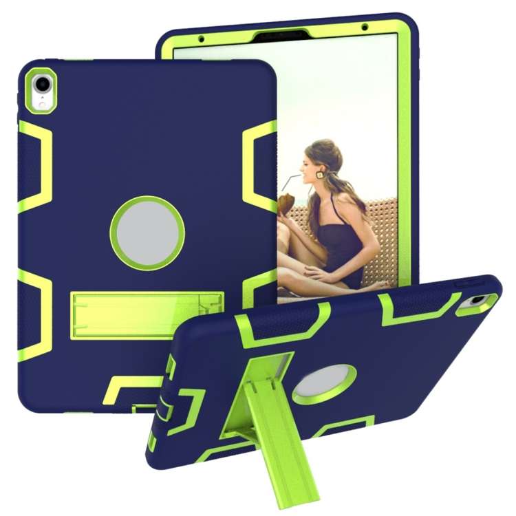 For iPad Pro 11 (2018) Shockproof PC + Silicone Protective Casewit ... (Navy Blue Yellow Green)