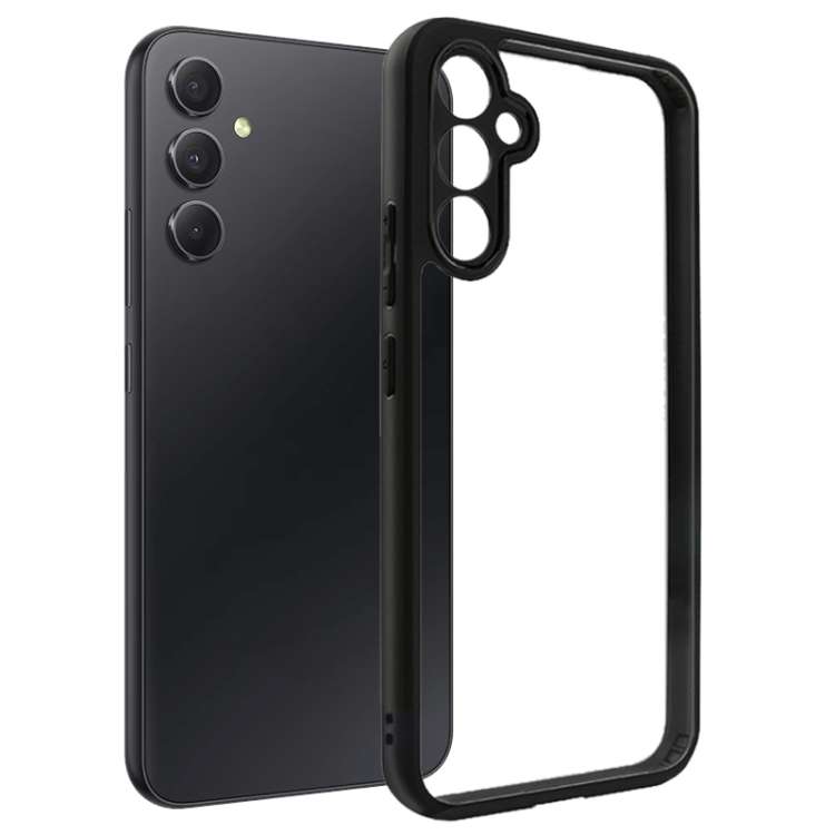 For Samsung Galaxy A34 5G Frosted TPU + Transparent PC Phone Case(Black)