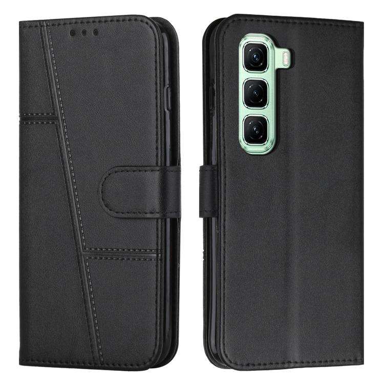 For Infinix Hot 70 5G Stitching Calf Texture Buckle Leather Phone Case(Black)