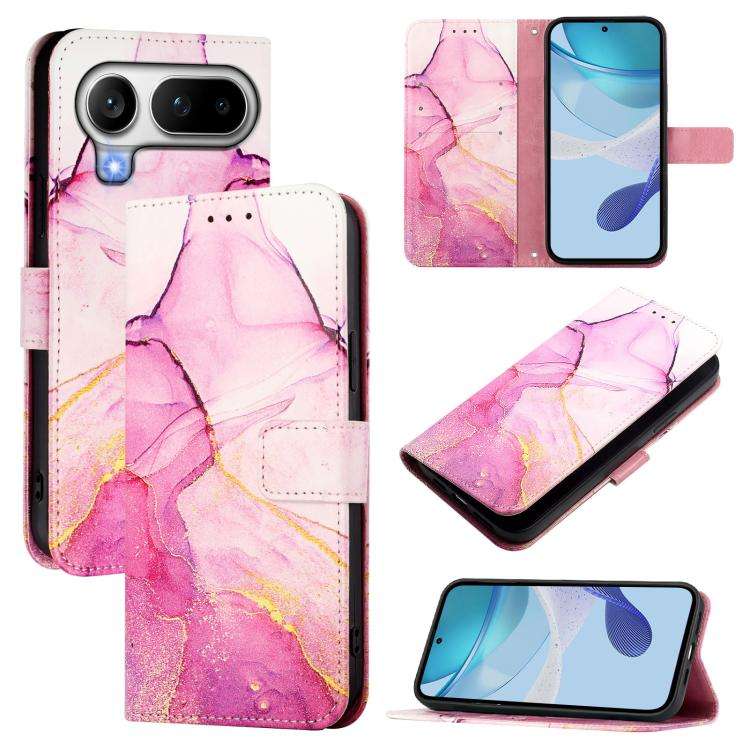 For Honor Magic8 Pro Air PT003 Marble Pattern Flip Leather Phone Case(Pink Purple Gold)