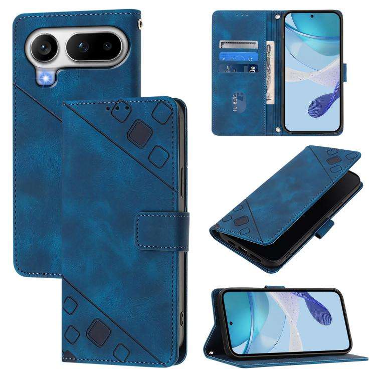 For Honor Magic8 Pro Air 5G Skin-feel Embossed Leather Phone Case(Blue)