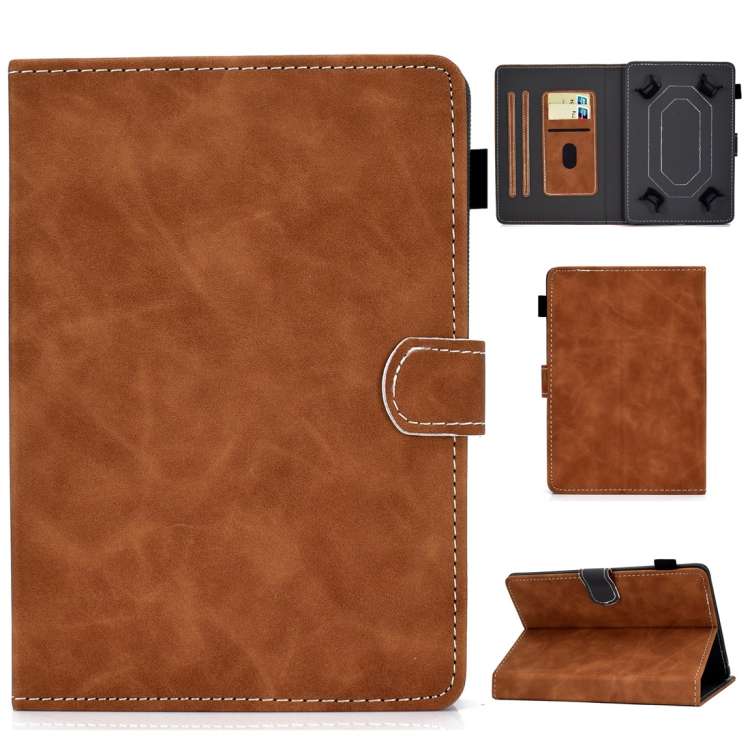 For 7 inch Tablet PC Universal Cowhide Texture Horizontal Flip Leather Case with Holde ... (Brown)