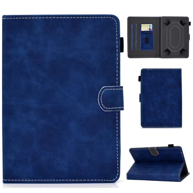 For 7 inch Tablet PC Universal Cowhide Texture Horizontal Flip Leather Case with Holder ... (Blue)
