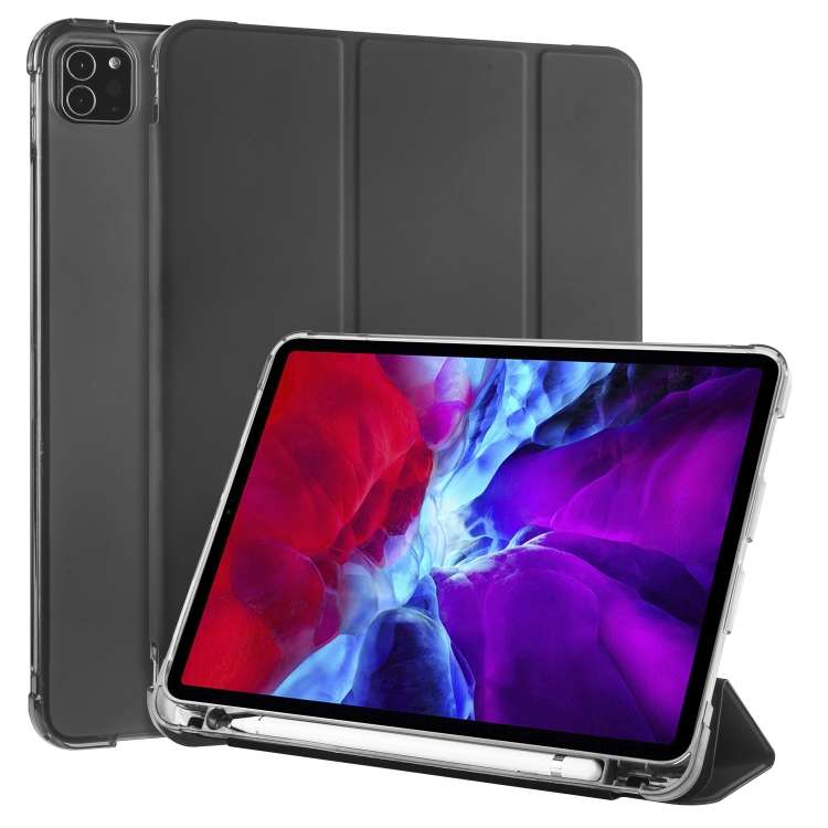 For iPad Pro 11 (2020) / iPad Pro 11(2018) 3-folding Horizontal Flip PU Leather + Shoc ... (Black)