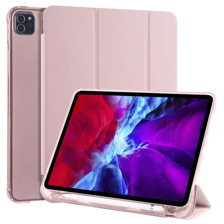 For iPad Pro 11 (2020) / iPad Pro 11(2018) 3-folding Horizontal Flip PU Leather + Shock ... (Pink)