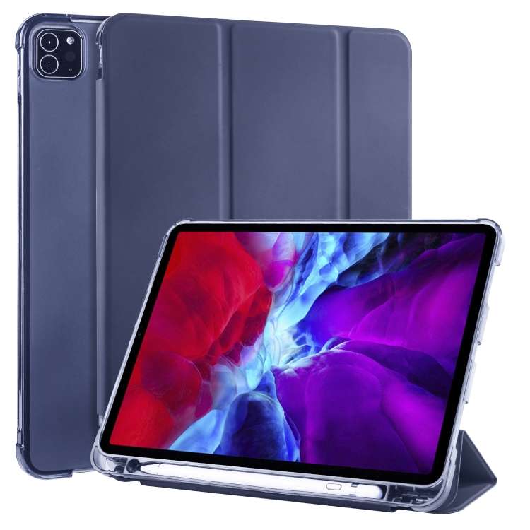For iPad Pro 11 (2020) / iPad Pro 11(2018) 3-folding Horizontal Flip PU Leather + ... (Dark Blue)