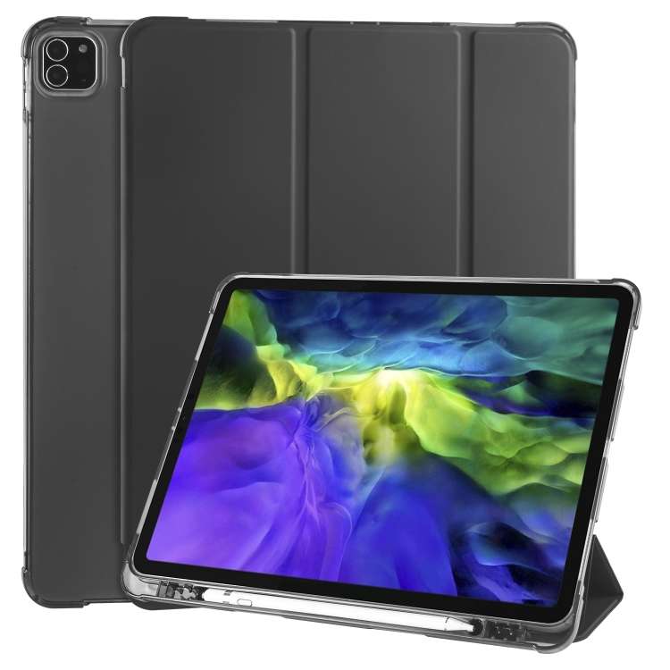 For iPad Air 13 2025 / 2024 / iPad Pro 12.9 (2020) / iPad Pro 12.9(2018) 3-folding Hor ... (Black)