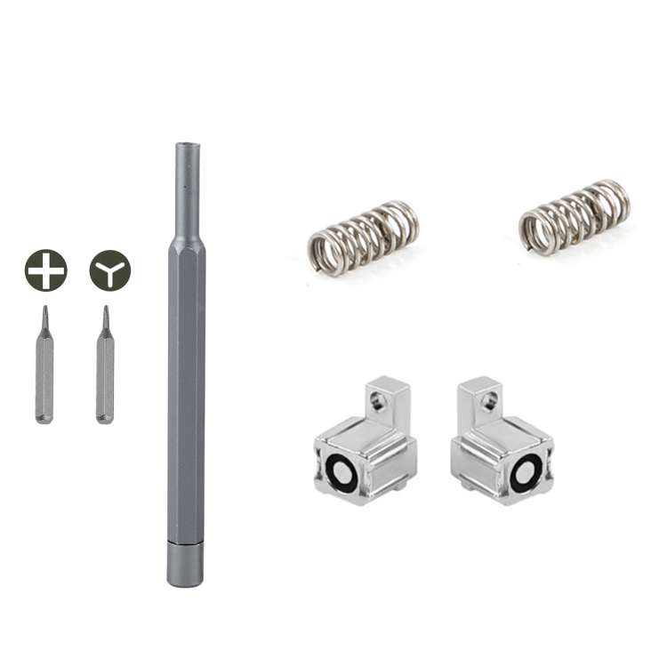 For Switch JoyCon Handle Metal Lock Replacement Parts, Spec:Silver Lock+Spring+Screwdriver