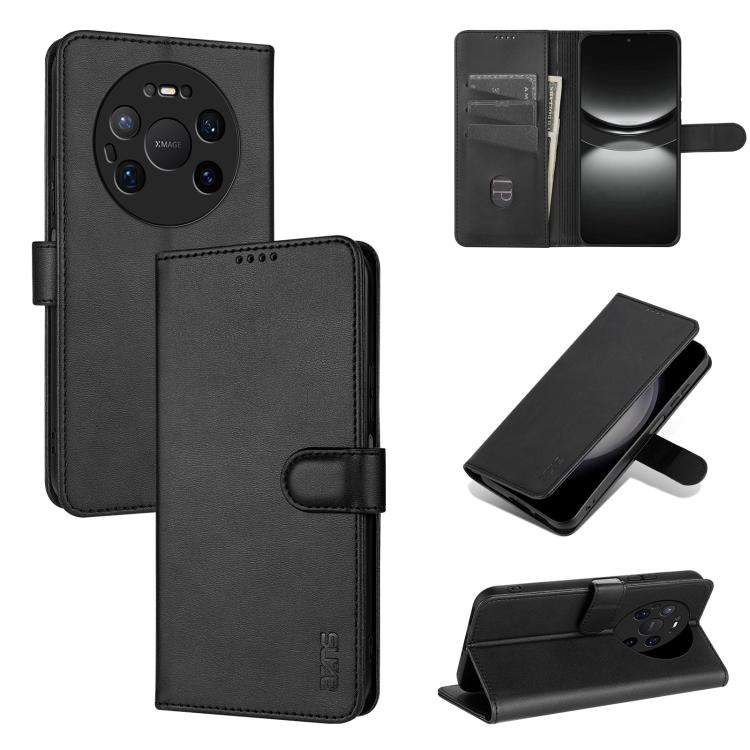 For Huawei Mate 80 Pro Max AZNS Skin Feel Calf Texture Flip Leather Phone Case(Black)