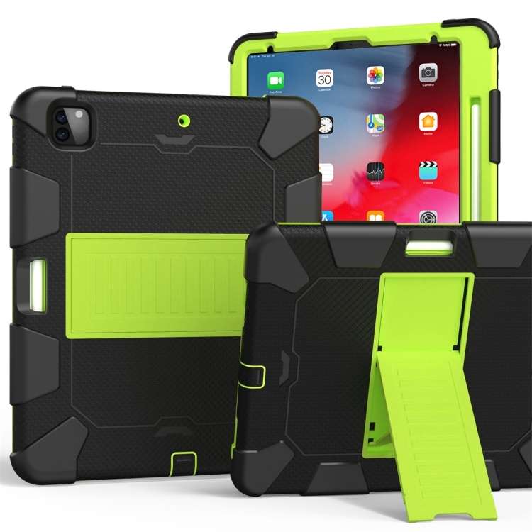 For iPad Pro 12.9 (2018) / (2020) Shockproof Two-Color Silicone Protective Table ... (Black+Green)