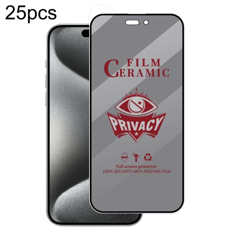 For iPhone 15 Pro 25pcs Full Coverage HD Privacy Ceramic Film