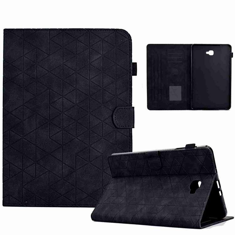 For Samsung Galaxy Tab A 10.1 T580 Rhombus TPU Smart Leather Tablet Case(Black)