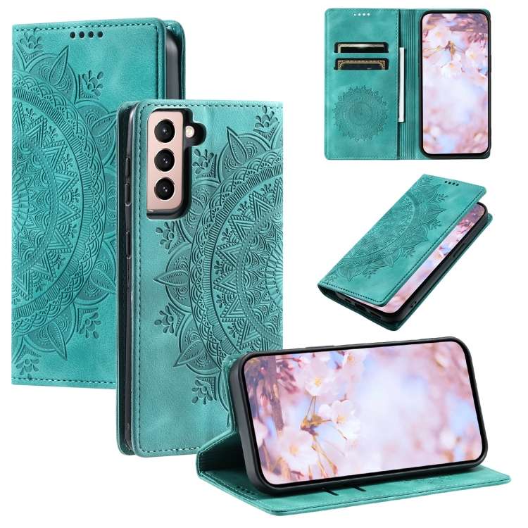 For Samsung Galaxy S21+ 5G Totem Embossed Magnetic Leather Phone Case(Green)