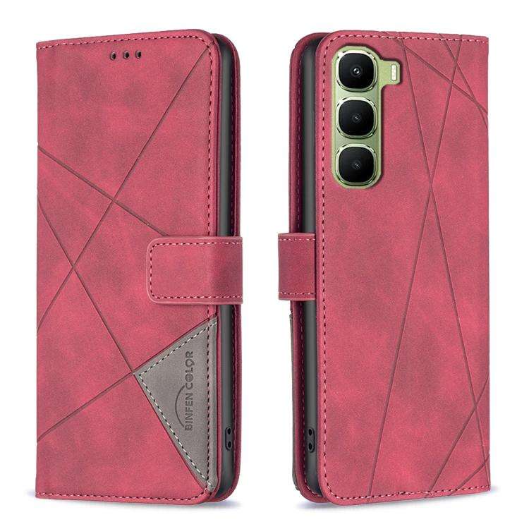 For Infinix Hot 70 5G Magnetic Buckle Rhombus Texture Leather Phone Case(Red)
