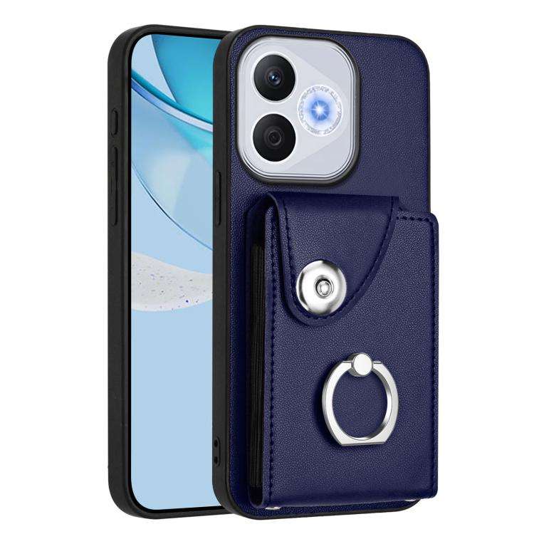 For Honor 400 Lite Global / X70i Organ Card Bag Ring Holder PU Phone Case(Blue)