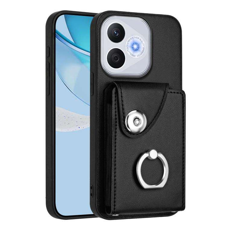 For Honor 400 Lite Global / X70i Organ Card Bag Ring Holder PU Phone Case(Black)