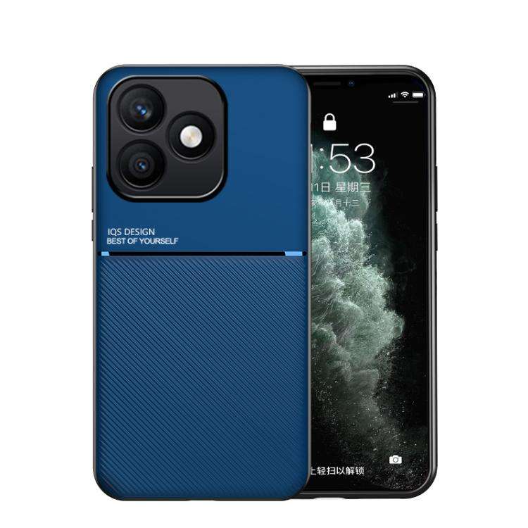 For Honor X8d 4G Classic Tilt Strip Grain Magnetic PC Hybrid TPU Phone Case(Blue)