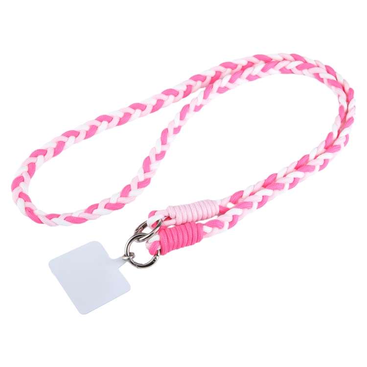 Universal Phone Three Strand Long Lanyard(White Rose Red Pink)