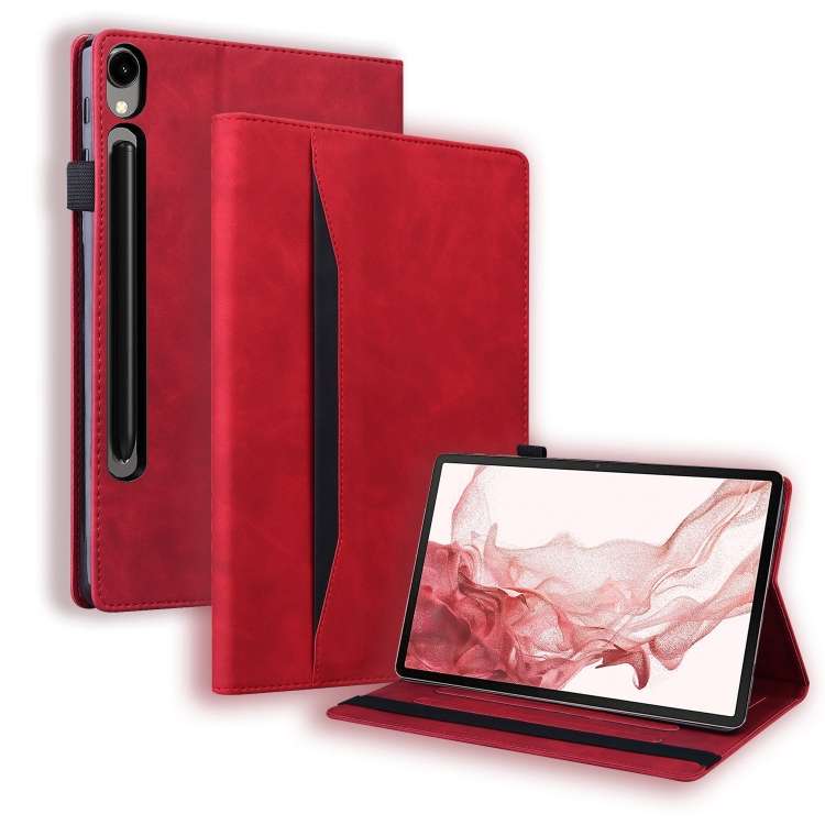 For Samsung Galaxy Tab S9+ /S8+ /S7+ Splicing Shockproof Smart Leather Tablet Case(Red)