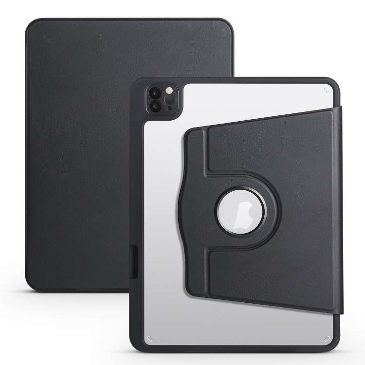 For iPad Pro 13 2025 / 2024 Acrylic 360 Degree Rotation Holder Leather Tablet Case(Black)