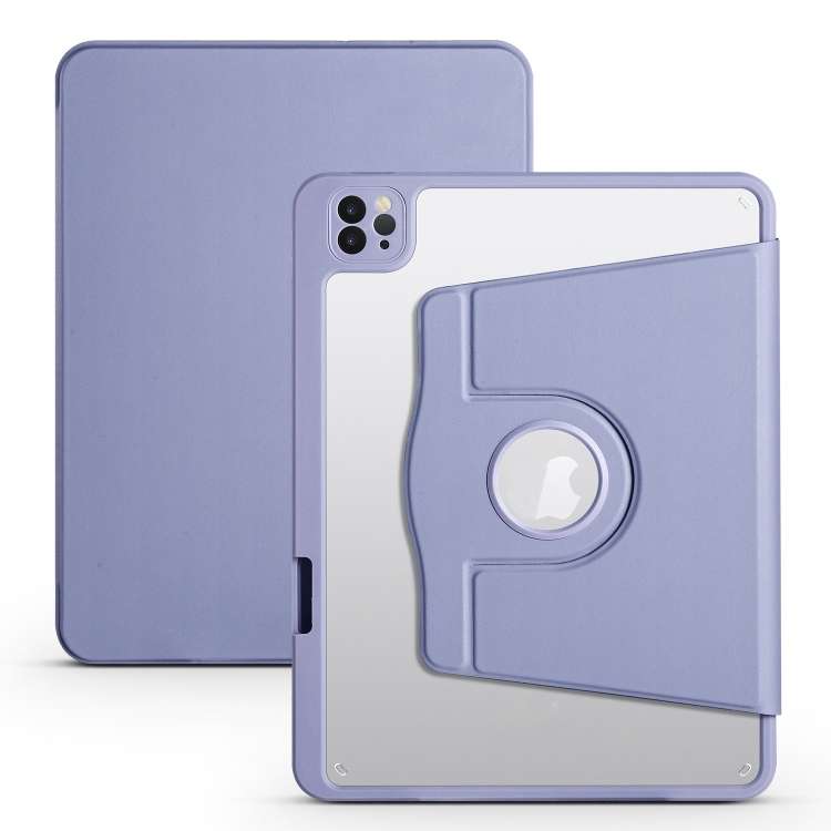 For iPad Pro 13 2025 / 2024 Acrylic 360 Degree Rotation Holder Leather Table ... (Lavender Purple)