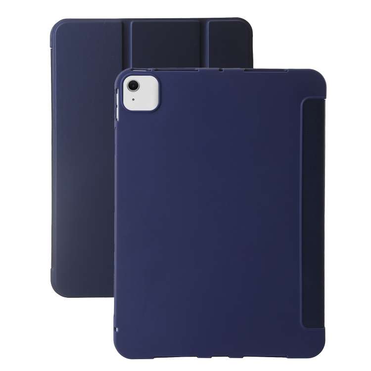 For iPad Air 13 2026 / 2025 / 2024 Three-fold Holder Flip Tablet Leather Case(Dark Blue)