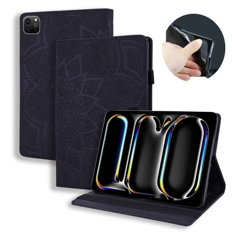 For iPad Pro 13 2025 / 2024 Calf Texture Embossed Leather Tablet Case(Black)