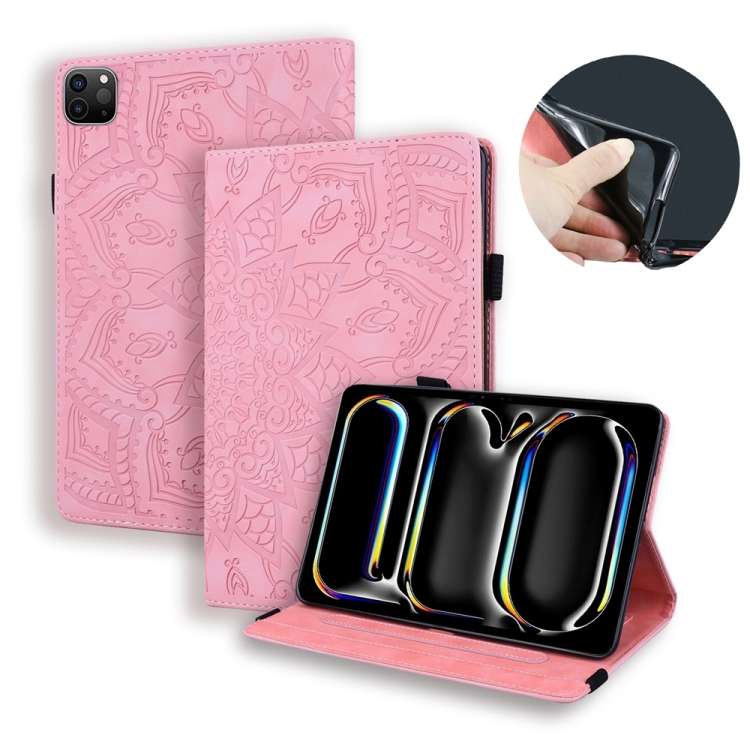 For iPad Pro 11 2025 / 2024 Calf Texture Embossed Leather Tablet Case(Pink)