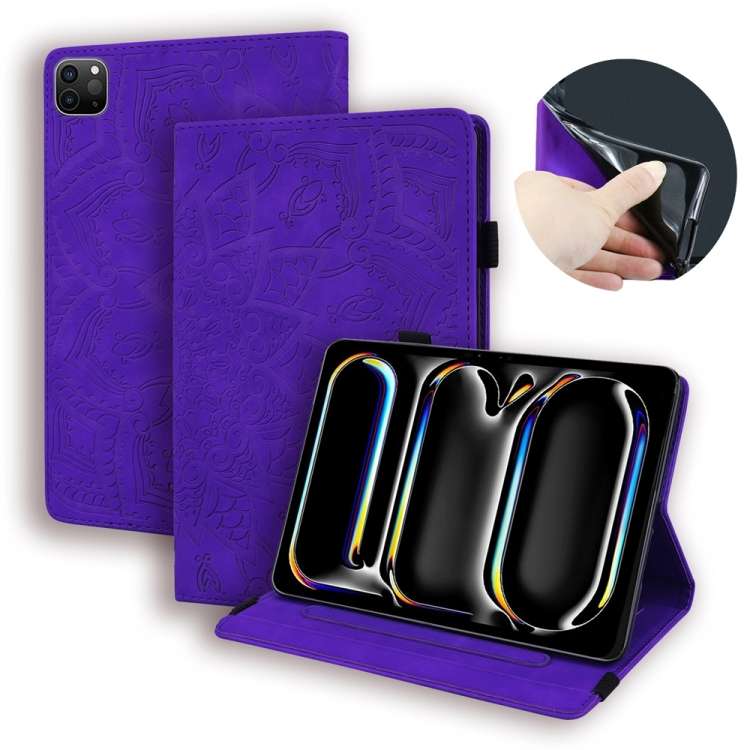 For iPad Pro 11 2025 / 2024 Calf Texture Embossed Leather Tablet Case(Purple)