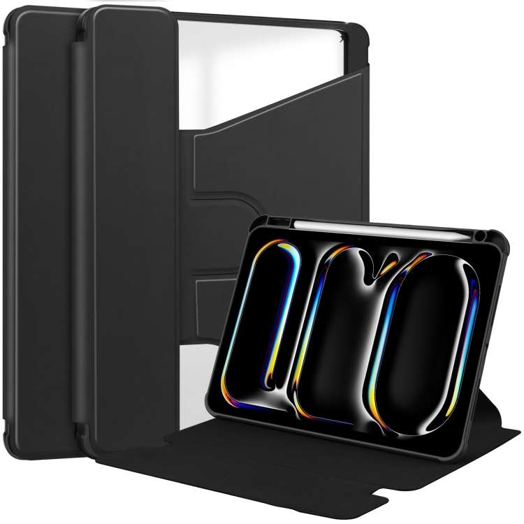 For iPad Pro 13 2025 / 2024 Transparent Rotation Smart Leather Tablet Case(Black)