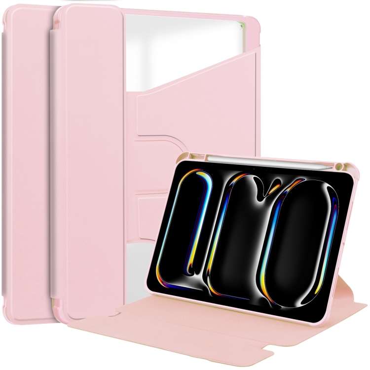 For iPad Pro 13 2025 / 2024 Transparent Rotation Smart Leather Tablet Case(Pink)