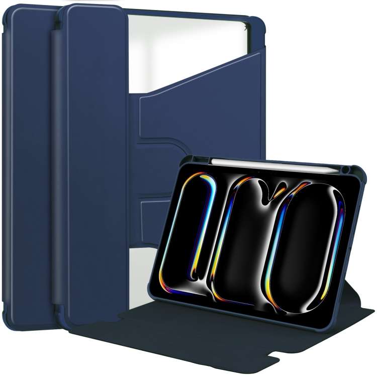 For iPad Pro 13 2025 / 2024 Transparent Rotation Smart Leather Tablet Case(Dark Blue)