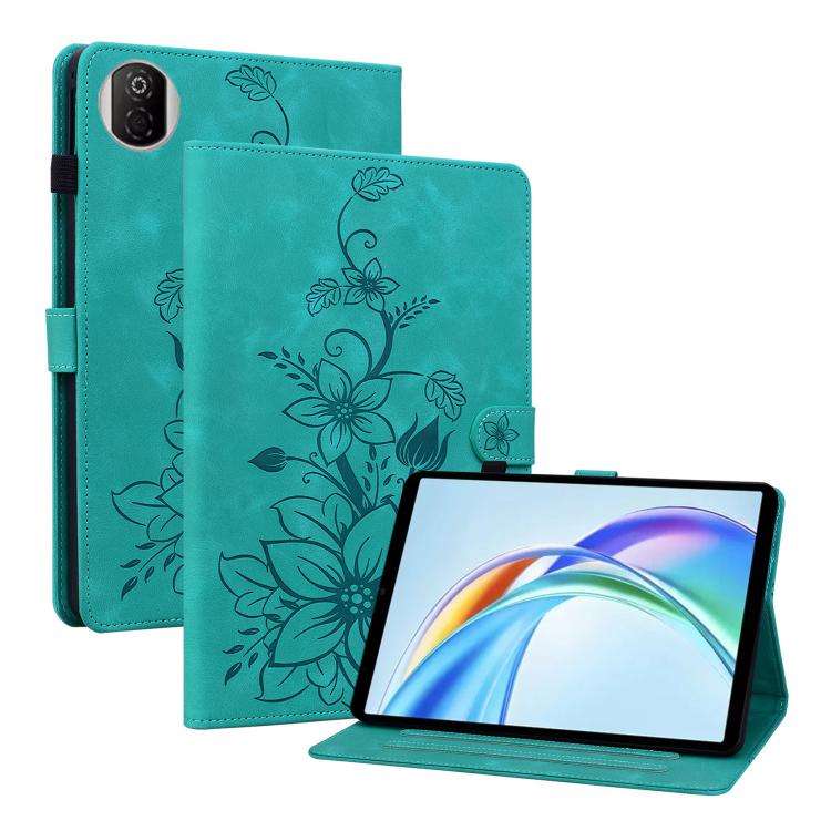 For Honor Pad X7 Lily Embossed Leather Tablet Case(Green)