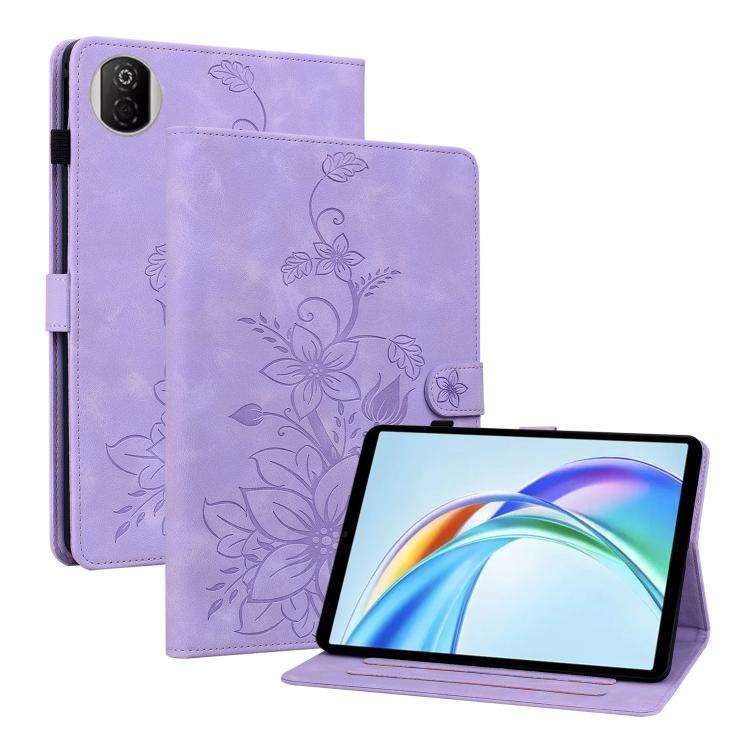 For Honor Pad X7 Lily Embossed Leather Tablet Case(Purple)