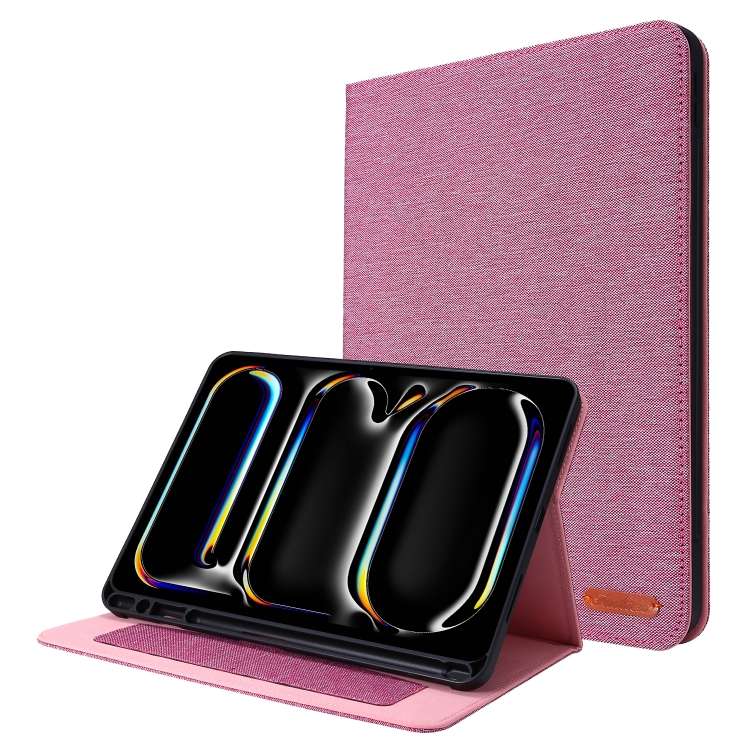 For iPad Pro 13 2025 / 2024 Fabric Leather Tablet Case(Rose Red)