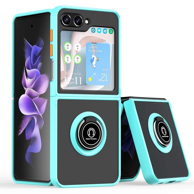 For Samsung Galaxy Z Flip6 / Flip7 FE Q Shadow 1 Series TPU + PC Phone Case with Ring(Sky Blue)