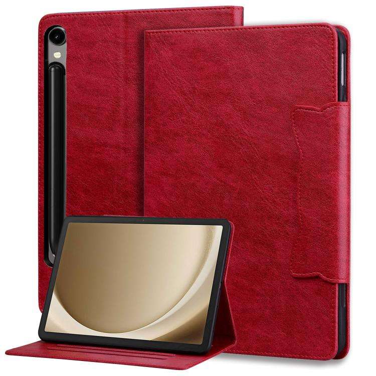 For Samsung Galaxy Tab S10 FE+ Cat Buckle Leather Tablet Case(Red)