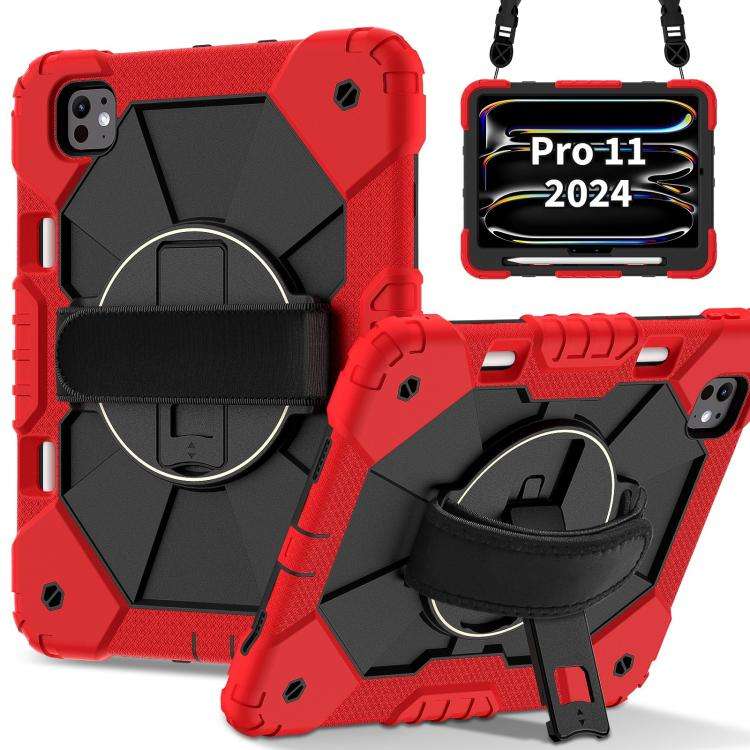 For iPad Pro 11 2025 / 2024 Contrast Color Robot Silicone Hybrid PC Tablet Case(Red Black)