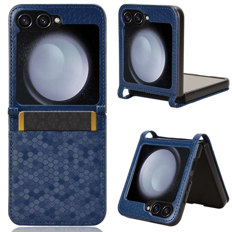 For Samsung Galaxy Z Flip7 FE / Z Flip6 5G Honeycomb Dot Texture Leather Phone Case(Blue)