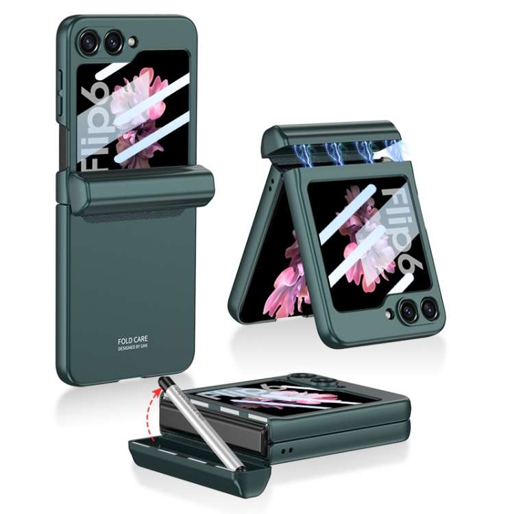 For Samsung Galaxy Z Flip6 / Flip7 FE GKK Integrated Magnetic Full Coverage Flip ... (Night Green)