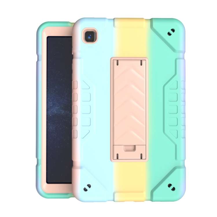 For Samsung Galaxy Tab A7 Lite Armor Holder Silicone Hybrid PC Tablet Case(Gradient Color Gold)