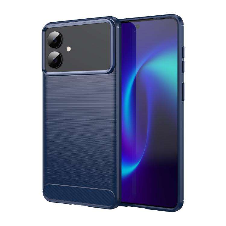 For Samsung Galaxy S26 Edge 5G Carbon Fiber Brushed Texture TPU Phone Case(Blue)