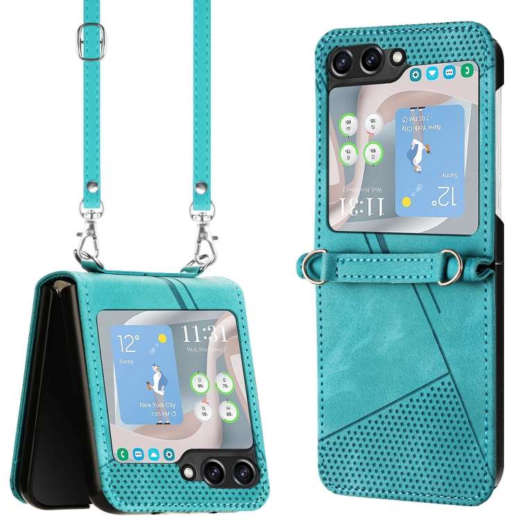 For Samsung Galaxy Z Flip7 FE / Flip6 Dream Triangle Leather Phone Case with Lanyard(Green)